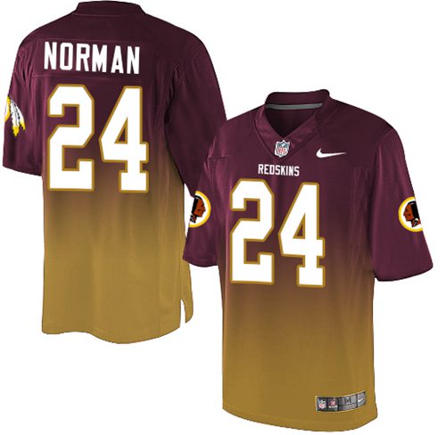 Nike Redskins #24 Josh Norman Burgundy Red/Gold Men's Stitched NFL Elite Fadeaway Fashion Jersey - Click Image to Close